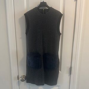 Crewcuts Gray Sleeveless Dress with Blue Accents
